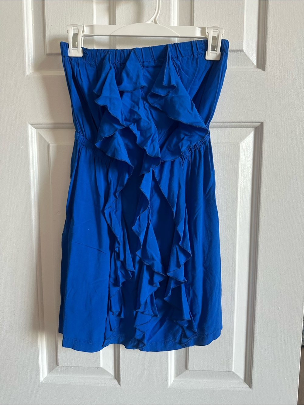 Mimi Chica Royal Blue Strapless Ruffle Dress